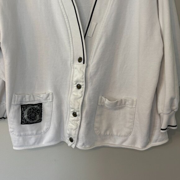 Vintage Generra White Cotton Cardigan Button Front Preppy Large - Picture 6 of 16